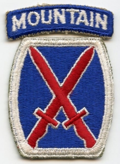 WWII US Army 10th Mountain Division Patch and Tab