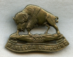 WWII Era 12th Manitoba Dragoons Hat Badge as Worn by Unit in Europe with 2nd Cavalry Corps