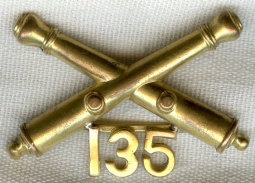 Scarce Circa 1910 US Army 135th Coast Artillery Officer Collar Device