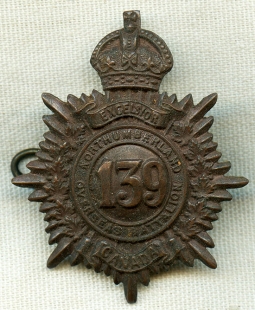 WWI CEF (Canadian Expeditionary Forces) 139th Northumberland Overseas BN Cap Badge