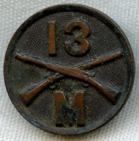 WWI US Army 13th Infantry Company M Collar Disc