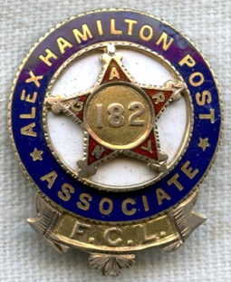 14K Gold Grand Army of the Republic (GAR) Alex. Hamilton Post (New York City) Associate Badge #4