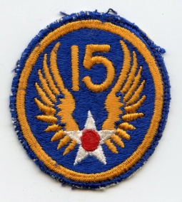 WWII USAAF 15th Air Force Patch "Skeleton Wings" Variant, Moderately Used