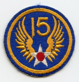 WWII USAAF 15th Air Force Patch "Skeleton Wings" Variant, Unworn