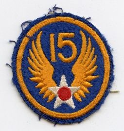 WWII USAAF 15th Air Force Patch "Solid Wings" Variant, Moderately Used