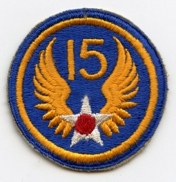 WWII USAAF 15th Air Force Patch "Solid Wings" Variant, Unworn