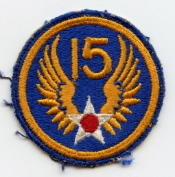 WWII USAAF 15th Air Force "Standard" Type Patch, Lightly Used