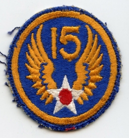 WWII USAAF 15th Air Force "Standard" Type Patch, Moderately Used