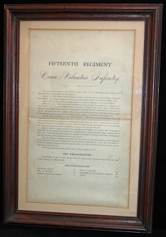 Beautiful Period Framed Civil War History of the 15th Regt. Conn. Vol. Infantry Printed in 1880s-90s