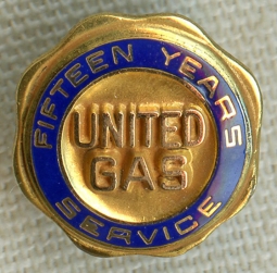 1940's - 1950's United Gas 15 Year Service Pin by Balfour