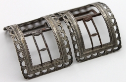 Beautiful 1770s - 1780s Shoe Buckles in Coin Silver & Steel Maker Marked N x S or S x N
