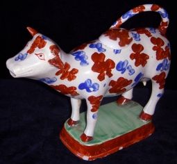 Lovely Early 1800's Hand-Painted Ceramic Cow Creamer