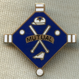 Extremely Rare & Possibly Unique 1860s - 70s NY Mutuals Baseball Team Member Badge in 14K Gold