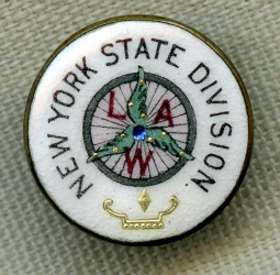 Gorgeous 1890's LAW League of American Wheelmen New York State Division Lapel Pin