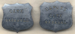 Fabulous 1890s Pair of Kansas City & Deputy City Marshall Badges
