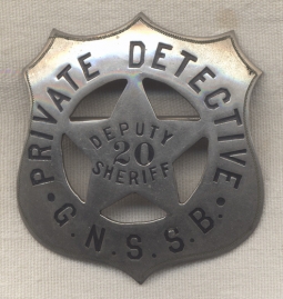 1890s Great Northern Secret Service Bureau Private Detective Deputy Sheriff Shield Badge