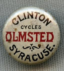 Rare Ca. 1896-98 Olmstead Clinton Bicycles of Syracuse, New York Advertising Lapel Stud