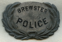 Rare Ca. 1900's - 1910's Brewster, MA (Cape Cod) Police Hat or Helmet Badge