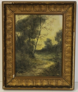 Circa 1900 Haunting Autumnal Watercolor Signed by Artist