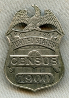 Scarce 1900 United States Census Enumerator Badge