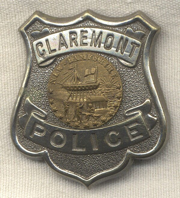 Early 1900 Claremont, New Hampshire Police Badge Flying Tiger Antiques