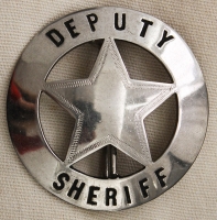 Great Ca. 1900 Deputy Sheriff Circle Star Badge with Hand-Stamped Lettering & Embellishments