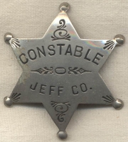 Ca. 1900 Constable 6-Point Star of Jefferson County, Most Likely Kansas