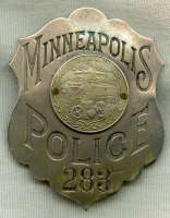 Great 1900's - 1910's Minneapolis, Minnesota Police Badge #283