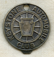 Great 1910's - 1920's Keystone Auto Club #'d & Named Key Fob w/ Screwdriver