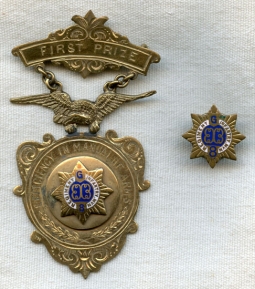 1910 8th Massachusetts Volunteer Militia MVM 1st Prize Manual of Arms Medal & Lapel Pin