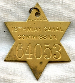 Circa 1910 Isthmian Canal Commission Tool Tag or Fob with Maker's Mark