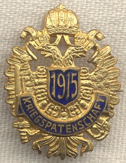 1915 Austrian Patriotic Pin for the Kriegpatenschaft