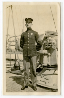 Great 1916 USMC Photo of 1st Sgt. Alfred Dickenson on USS Des Moines in Naples, Italy