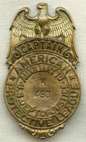 Ca 1918 American Protective League Captain Badge Type III