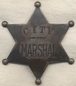 Ca. 1918 "Stock" City Marshal 6-Point Iron Star from Clyde, Kansas