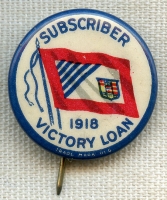 Rare WWI Canadian 1918 Victory Loan Subscriber (Buyer) Pin