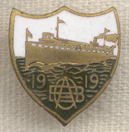 BEING RESEARCHED - 1919 EAB Lapel Pin by Whitehead & Hoag - NOT FOR SALE UNTIL IDENTIFIED