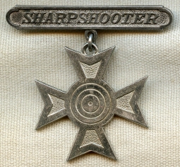Rare 1920's - 1930's USMC Sharpshooter Badge by F. H. Noble in Sterling