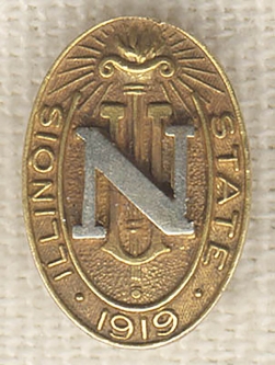 Scarce 1919 10K Gold Illinois State Normal (Teachers) University Graduation Pin