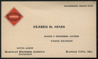 1920's Railway Express Agency Route Agent Business Card from Kansas City, MO