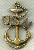 Rare Sterling WWI-1920's USN CPO Hat Badge Maker Marked A.E. Co.