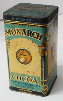 Great Ca. 1923 Monarch Breakfast Cocoa Lithograph Tin