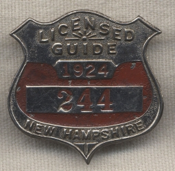 1924 New Hampshire Fish & Game Licensed Guide Badge