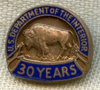 Nice 1930's - 1940's Department of the Interior 30 Years of Service Lapel Pin by Metal Arts Co.