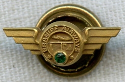 1930s Braniff Airways Service Lapel Pin with Emerald Chip