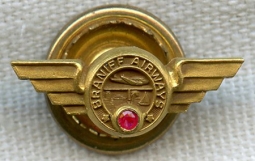 1930s Braniff Airways Service Lapel Pin with Ruby Chip