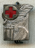 Rare 1930's - WWII Italian Fascist Red Cross Enameled Lapel Badge