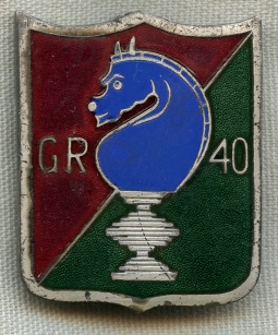 Beautiful Late 1930's French Army 40th Reconnaissance Group (GR-40) Badge by Mougeon Paris