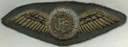 Rare 1930's Irish Army Air Corps Pilot Wing. Full Dress in Bullion on Irish Uniform Gabardine Wool