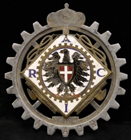 Scarce 1930's Royal Italian Automobile Club Member Auto Badge Fascist Period w/ Royal Crown Removed